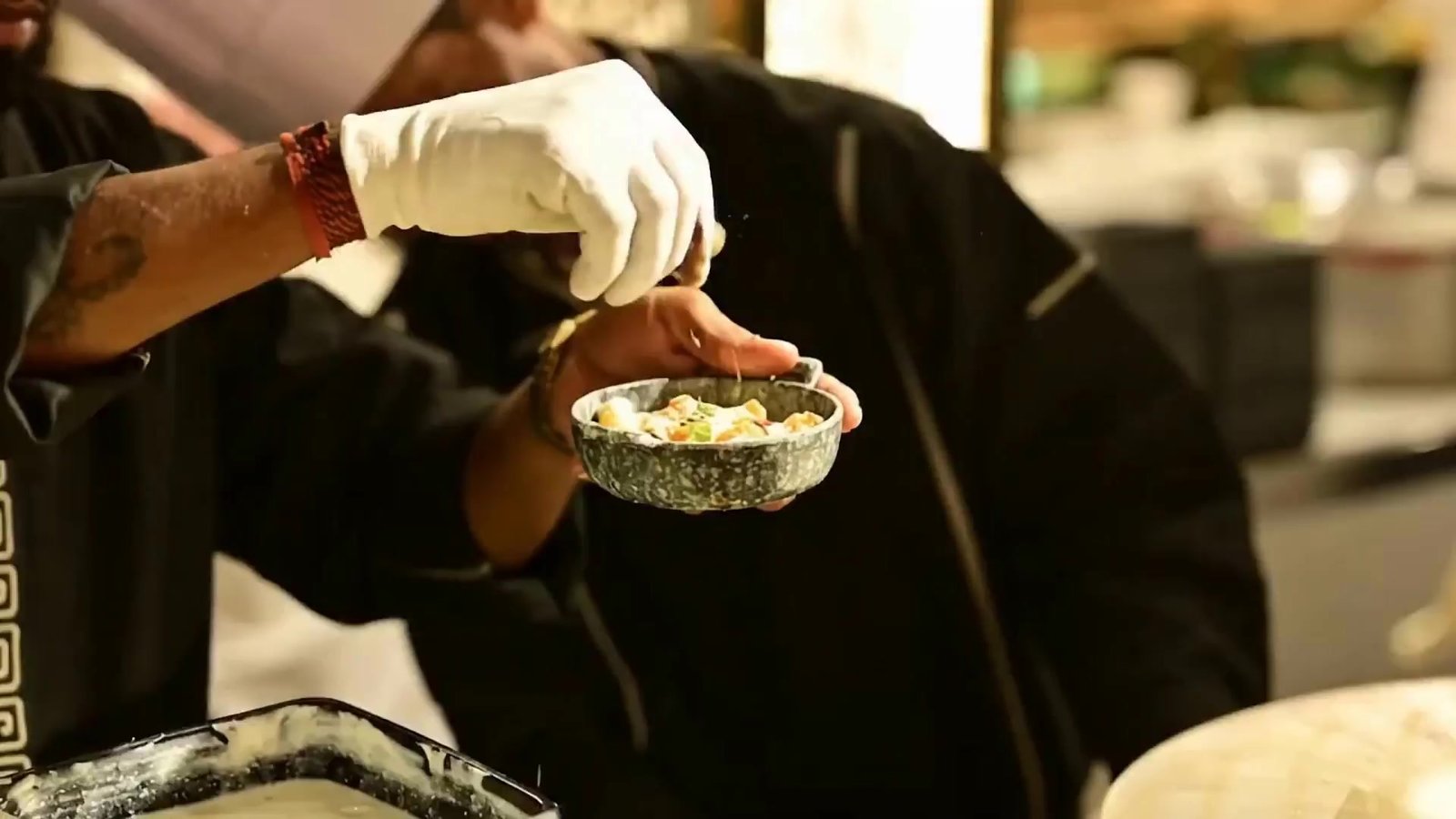 Chaat finished with a sprinkle of sev at Divinity Pavilion